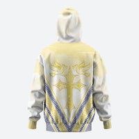 Peniamina Gospel Day Niue Zip Hoodie Cross Dove Hiapo Pattern Yellow