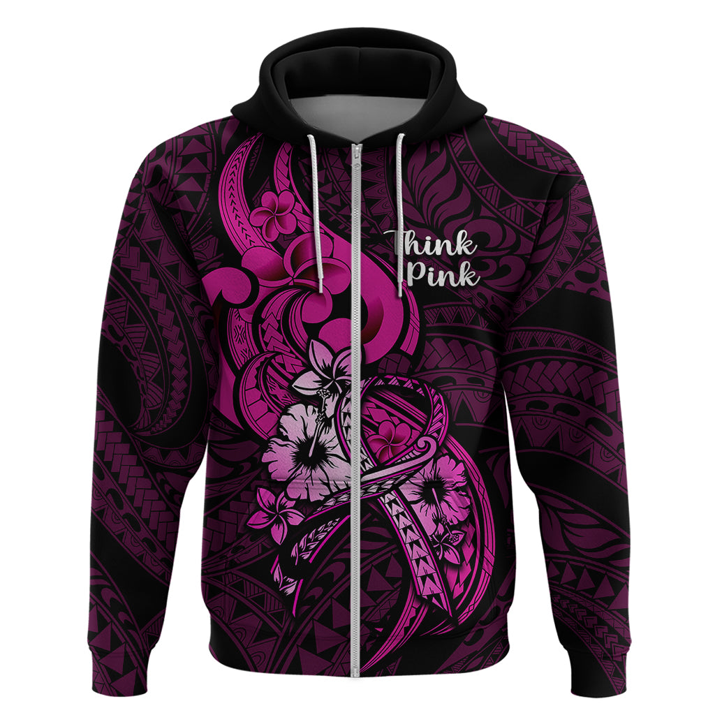 Polynesia Breast Cancer Awareness Hoodie Think Pink Polynesian Ribbon Black Version LT14 - Polynesian Pride