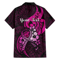 personalised-polynesia-breast-cancer-awareness-family-matching-off-shoulder-short-dress-and-hawaiian-shirt-think-pink-polynesian-ribbon-black-version