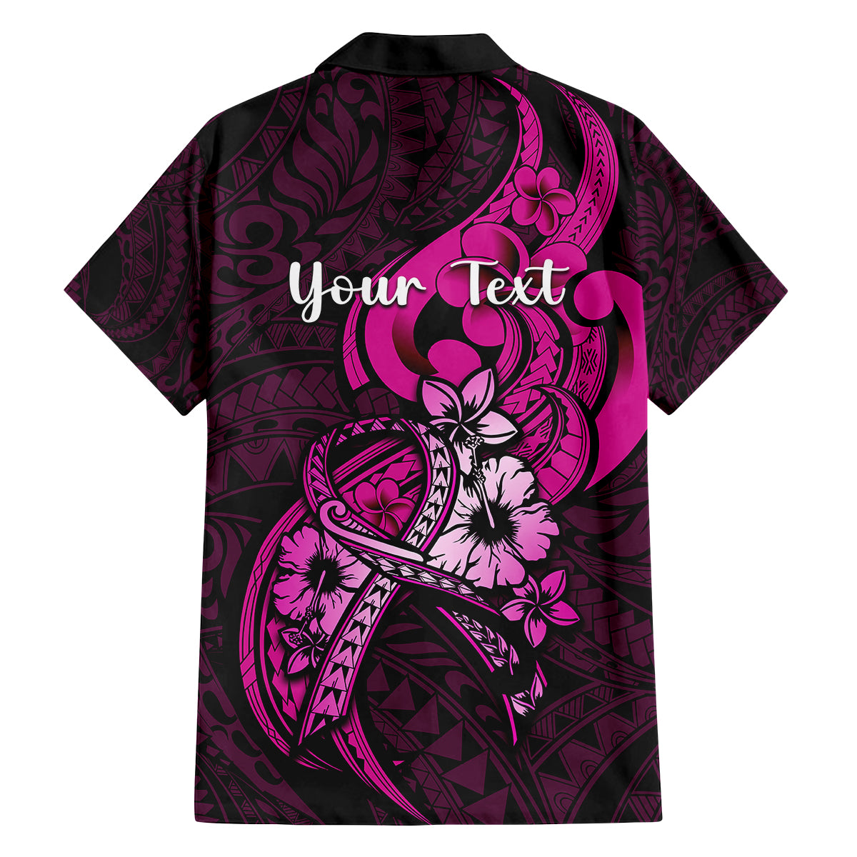 personalised-polynesia-breast-cancer-awareness-family-matching-summer-maxi-dress-and-hawaiian-shirt-think-pink-polynesian-ribbon-black-version