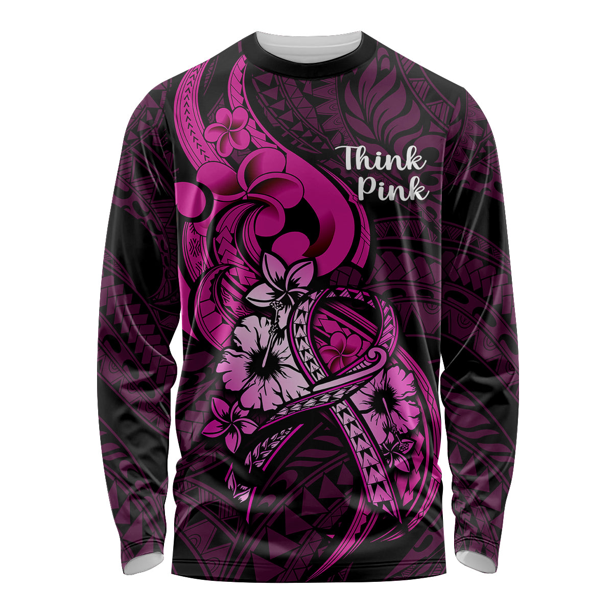 personalised-polynesia-breast-cancer-awareness-long-sleeve-shirt-think-pink-polynesian-ribbon-black-version