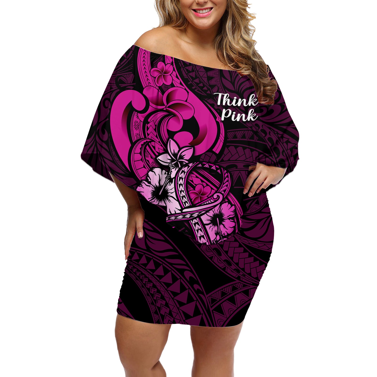 personalised-polynesia-breast-cancer-awareness-off-shoulder-short-dress-think-pink-polynesian-ribbon-black-version