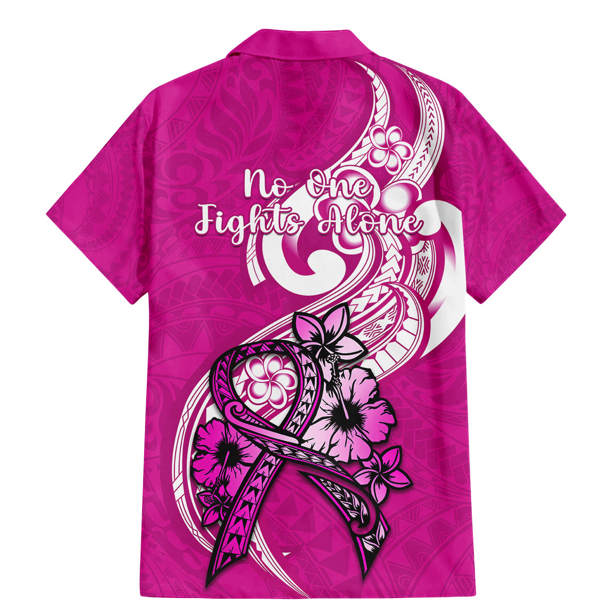 polynesia-breast-cancer-awareness-family-matching-mermaid-dress-and-hawaiian-shirt-think-pink-polynesian-ribbon-white-version