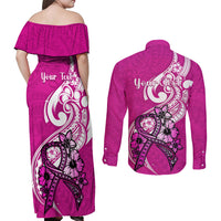 personalised-polynesia-breast-cancer-awareness-couples-matching-off-shoulder-maxi-dress-and-long-sleeve-button-shirts-think-pink-polynesian-ribbon-white-version