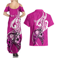 personalised-polynesia-breast-cancer-awareness-couples-matching-summer-maxi-dress-and-hawaiian-shirt-think-pink-polynesian-ribbon-white-version