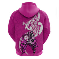 Personalised Polynesia Breast Cancer Awareness Hoodie Think Pink Polynesian Ribbon White Version LT14 - Polynesian Pride