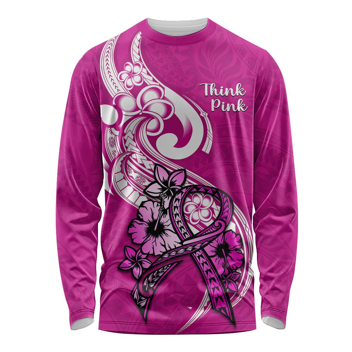 personalised-polynesia-breast-cancer-awareness-long-sleeve-shirt-think-pink-polynesian-ribbon-white-version