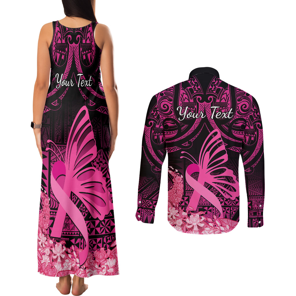 presonalised-tonga-breast-cancer-awareness-couples-matching-tank-maxi-dress-and-long-sleeve-button-shirts-pink-ribbon-brave-strong-warrior-tongan-ngatu-pattern