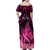 Presonalised Tonga Breast Cancer Awareness Family Matching Off Shoulder Maxi Dress and Hawaiian Shirt Pink Ribbon Brave Strong Warrior Tongan Ngatu Pattern LT14 - Polynesian Pride