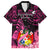 Presonalised Tonga Breast Cancer Awareness Family Matching Off Shoulder Short Dress and Hawaiian Shirt Pink Ribbon Brave Strong Warrior Tongan Ngatu Pattern LT14 Dad's Shirt - Short Sleeve Pink - Polynesian Pride