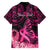 Presonalised Tonga Breast Cancer Awareness Family Matching Off Shoulder Short Dress and Hawaiian Shirt Pink Ribbon Brave Strong Warrior Tongan Ngatu Pattern LT14 - Polynesian Pride