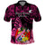 Presonalised Tonga Breast Cancer Awareness Polo Shirt Pink Ribbon Brave Strong Warrior Tongan Ngatu Pattern LT14 Pink - Polynesian Pride