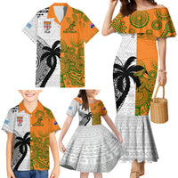 Fiji And Australia Rugby Family Matching Mermaid Dress and Hawaiian Shirt 2023 World Cup Aboriginal Mix Tapa Pattern LT14 - Polynesian Pride