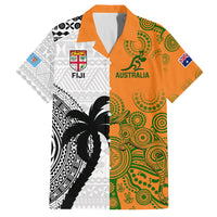 Fiji And Australia Rugby Family Matching Off Shoulder Maxi Dress and Hawaiian Shirt 2023 World Cup Aboriginal Mix Tapa Pattern LT14 Mom's Dress Gold - Polynesian Pride