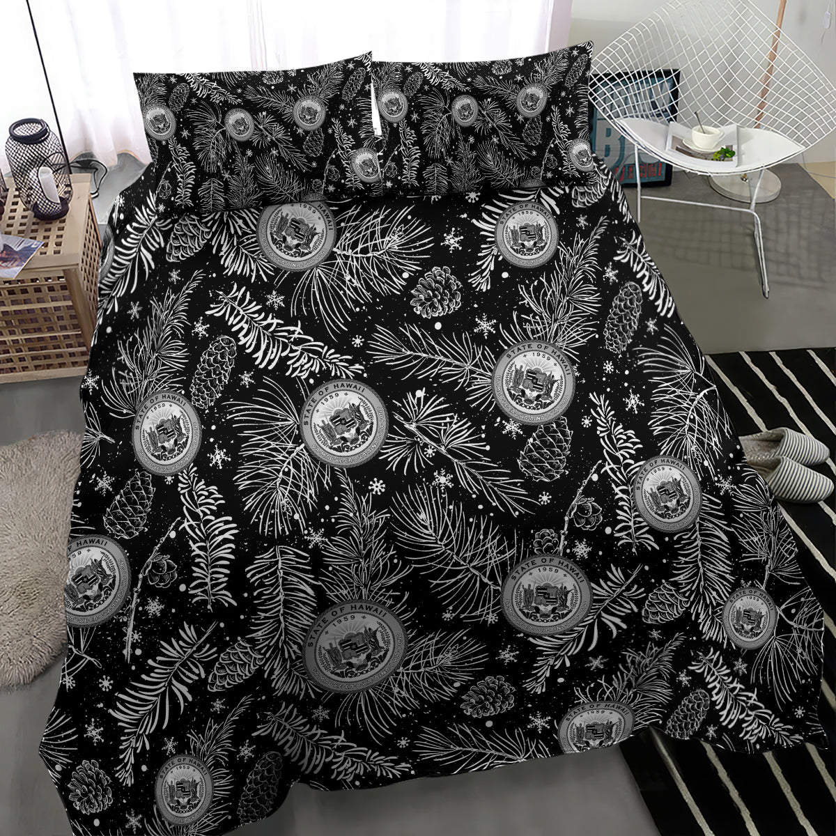 Hawaii Christmas Bedding Set Tropical Style With Coat Of Arms LT14 - Polynesian Pride