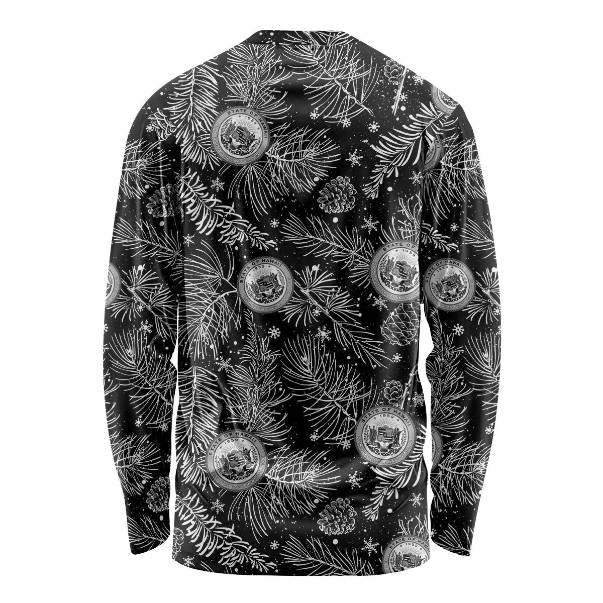 Hawaii Christmas Long Sleeve Shirt Tropical Style With Coat Of Arms LT14 - Polynesian Pride