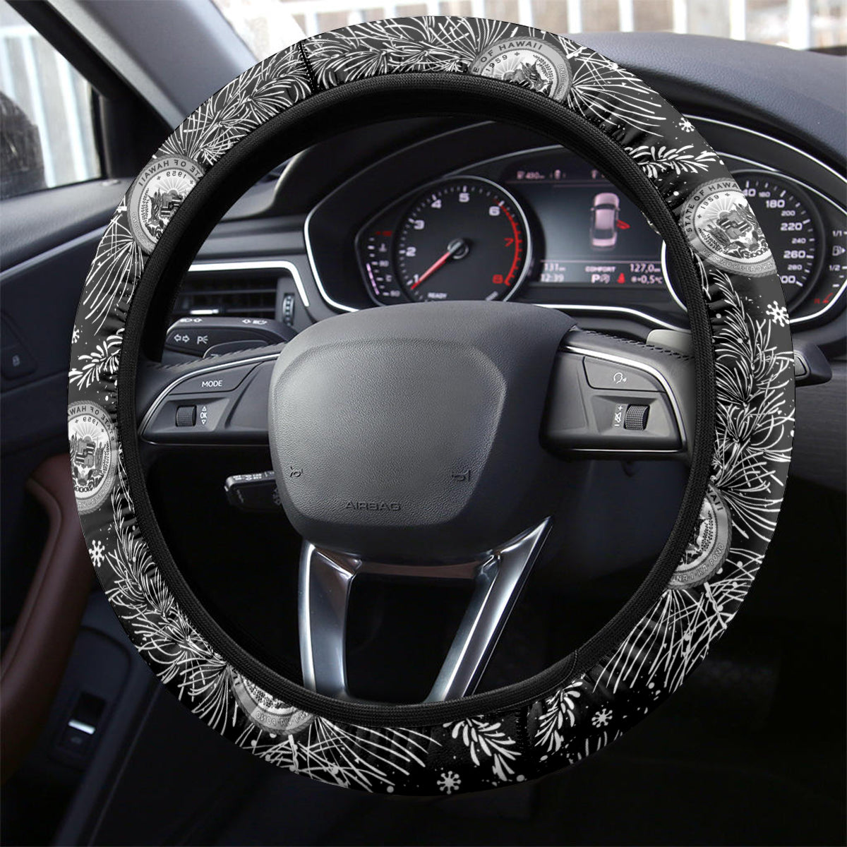 Hawaii Christmas Steering Wheel Cover Tropical Style With Coat Of Arms