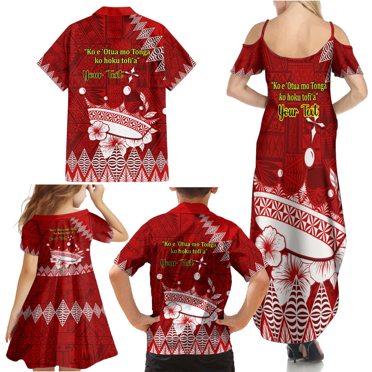 Personalised Tonga King Tupou I Day Family Matching Summer Maxi Dress and Hawaiian Shirt Tongan Ngatu Pattern With Crown LT14 - Polynesian Pride