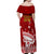 Personalised Tonga King Tupou I Day Off Shoulder Maxi Dress Tongan Ngatu Pattern With Crown LT14 - Polynesian Pride