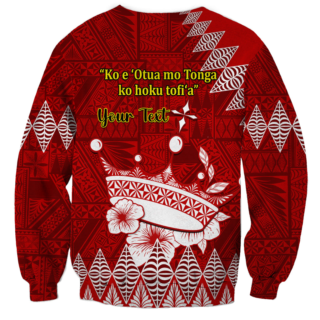 Personalised Tonga King Tupou I Day Sweatshirt Tongan Ngatu Pattern With Crown LT14 - Polynesian Pride