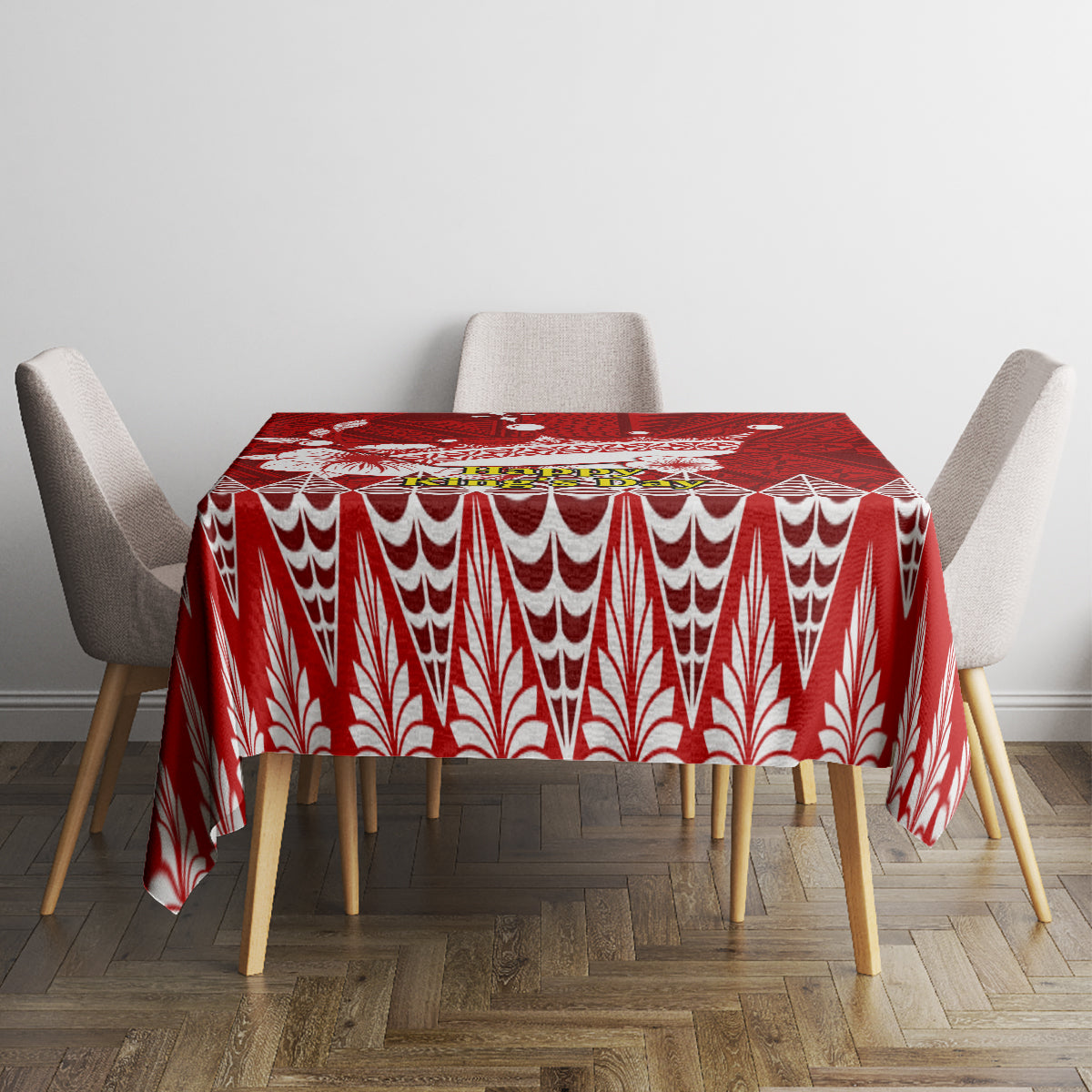 Tonga King Tupou I Day Tablecloth Tongan Ngatu Pattern With Crown LT14 - Polynesian Pride