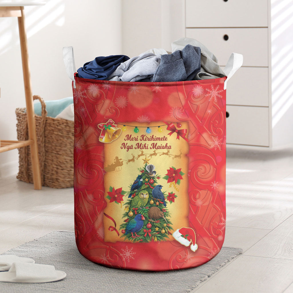 New Zealand Christmas Laundry Basket Meri Kirihimete NZ Xmas Tree Animals LT14 Red - Polynesian Pride