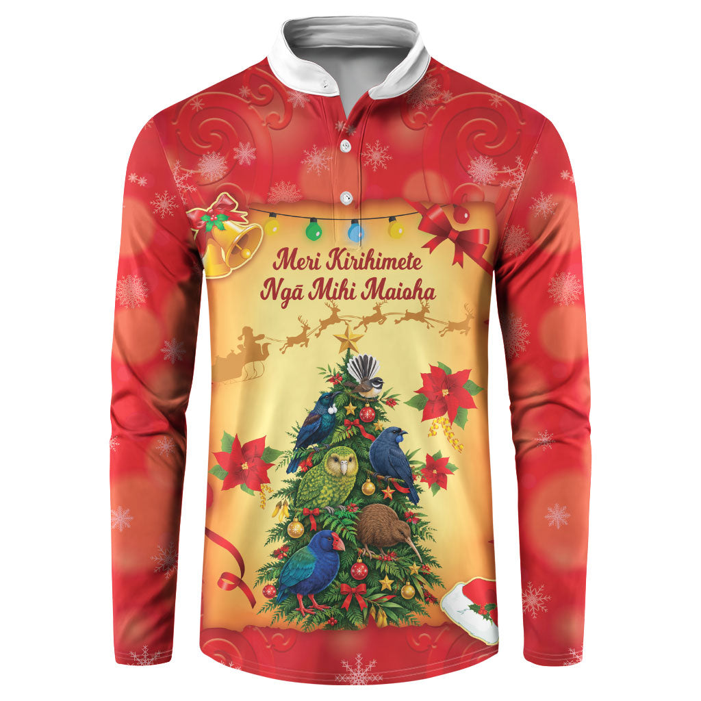 Personalised New Zealand Christmas Button Sweatshirt Meri Kirihimete NZ Xmas Tree Animals LT14 Red - Polynesian Pride