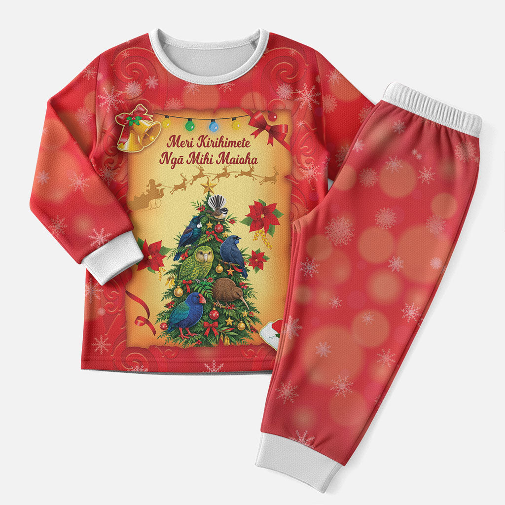 Personalised New Zealand Christmas Pajama Set Meri Kirihimete NZ Xmas Tree Animals LT14 Men Red - Polynesian Pride