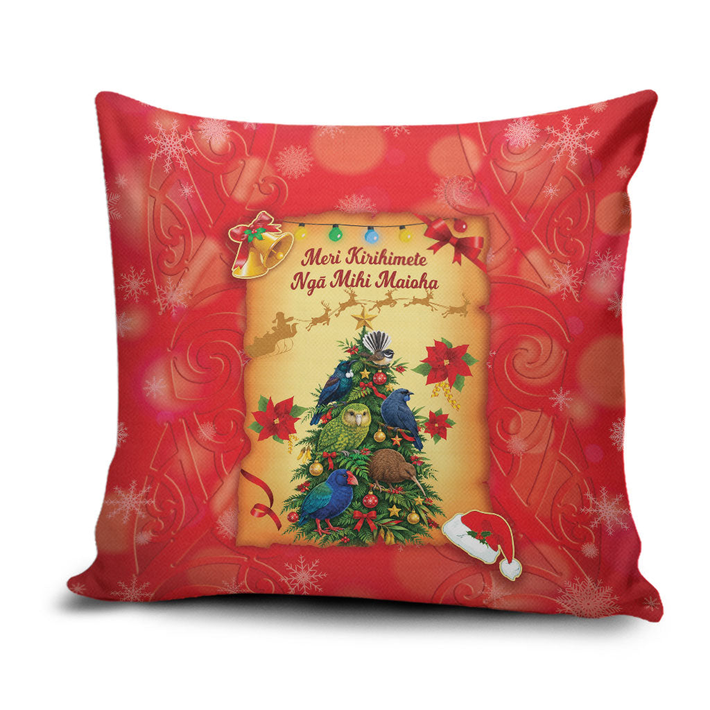 New Zealand Christmas Pillow Cover Meri Kirihimete NZ Xmas Tree Animals LT14 Red - Polynesian Pride