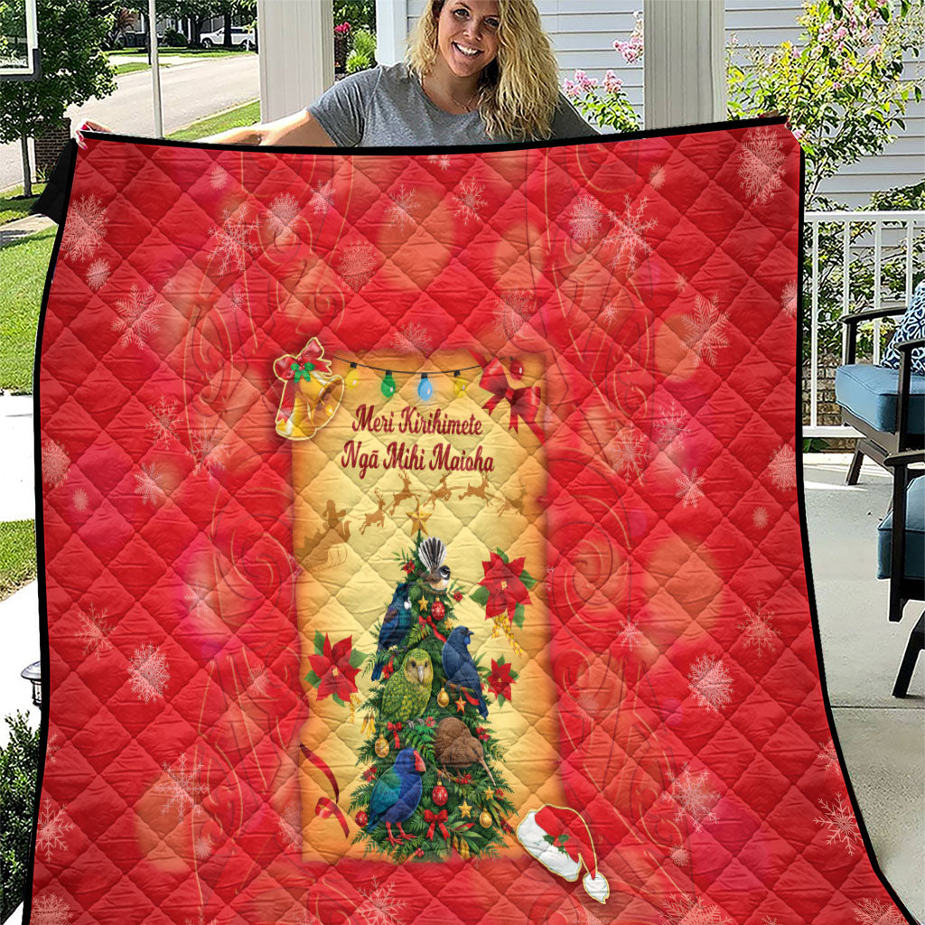 New Zealand Christmas Quilt Meri Kirihimete NZ Xmas Tree Animals LT14 Red - Polynesian Pride