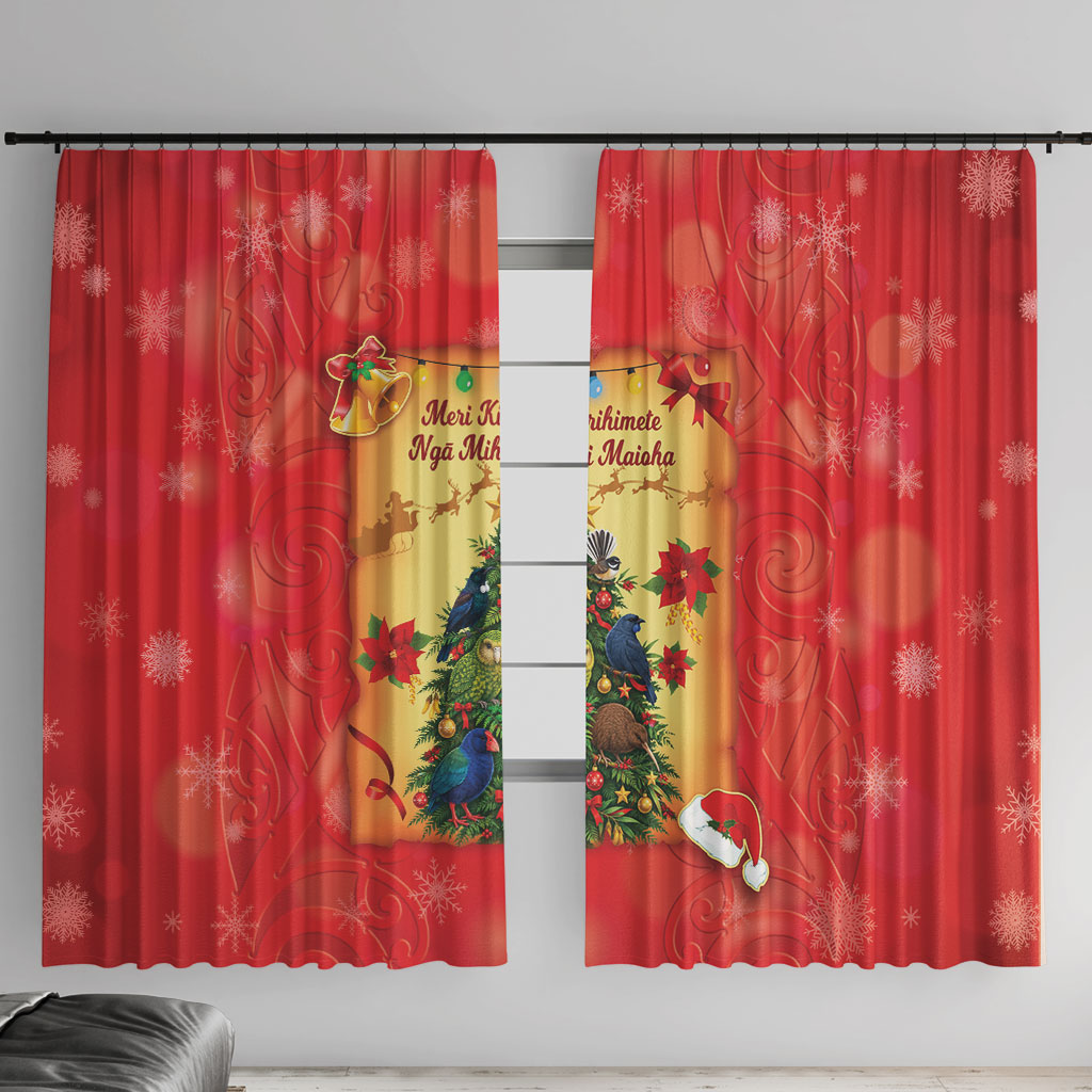 New Zealand Christmas Window Curtain Meri Kirihimete NZ Xmas Tree Animals