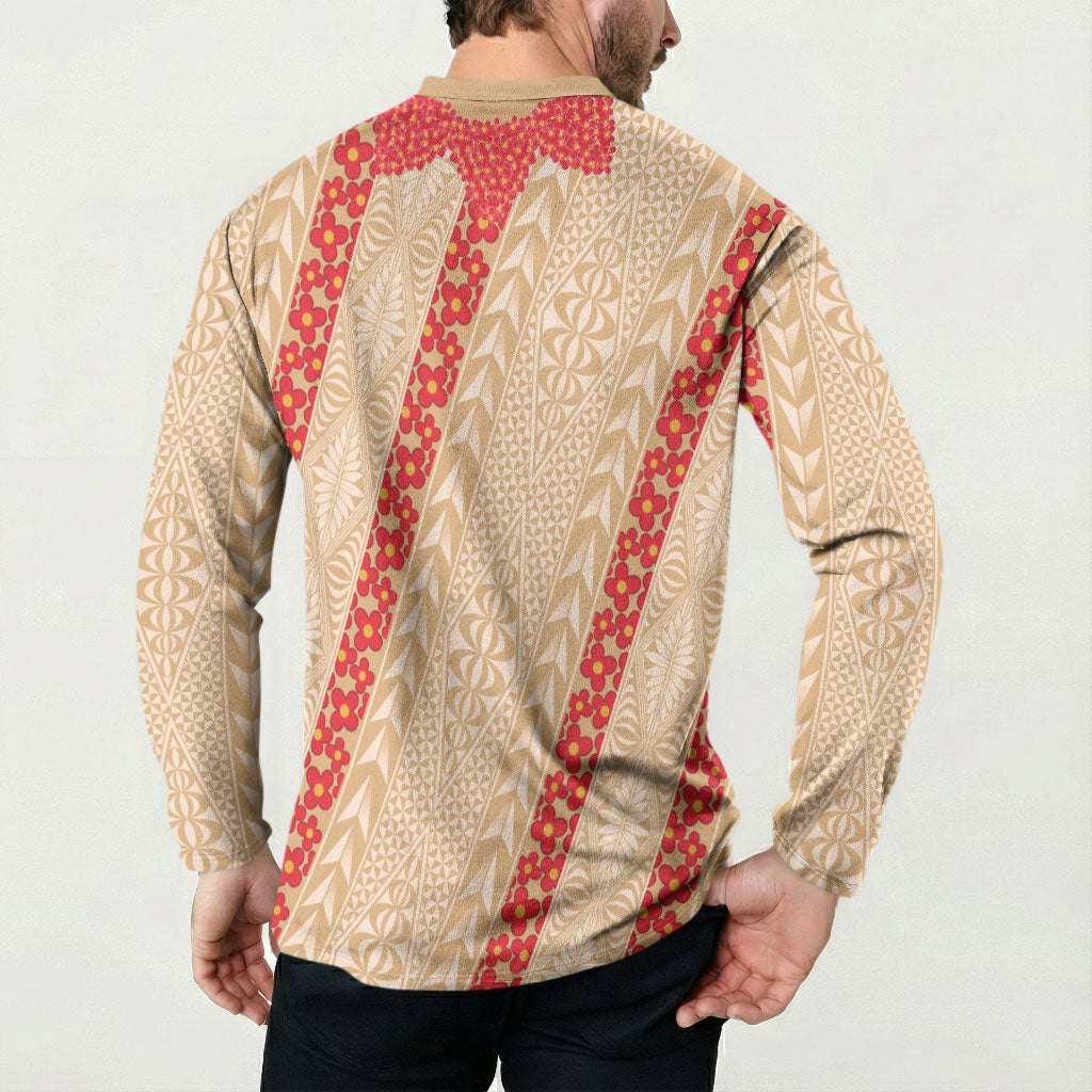Malo e Lelei Tonga Button Sweatshirt Heilala Lei Tongan Ngatu Pattern LT14 - Polynesian Pride