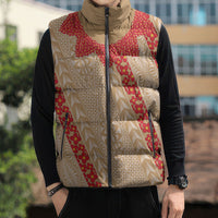Malo e Lelei Tonga Sleeveless Puffer Jacket Heilala Lei Tongan Ngatu Pattern LT14 - Polynesian Pride