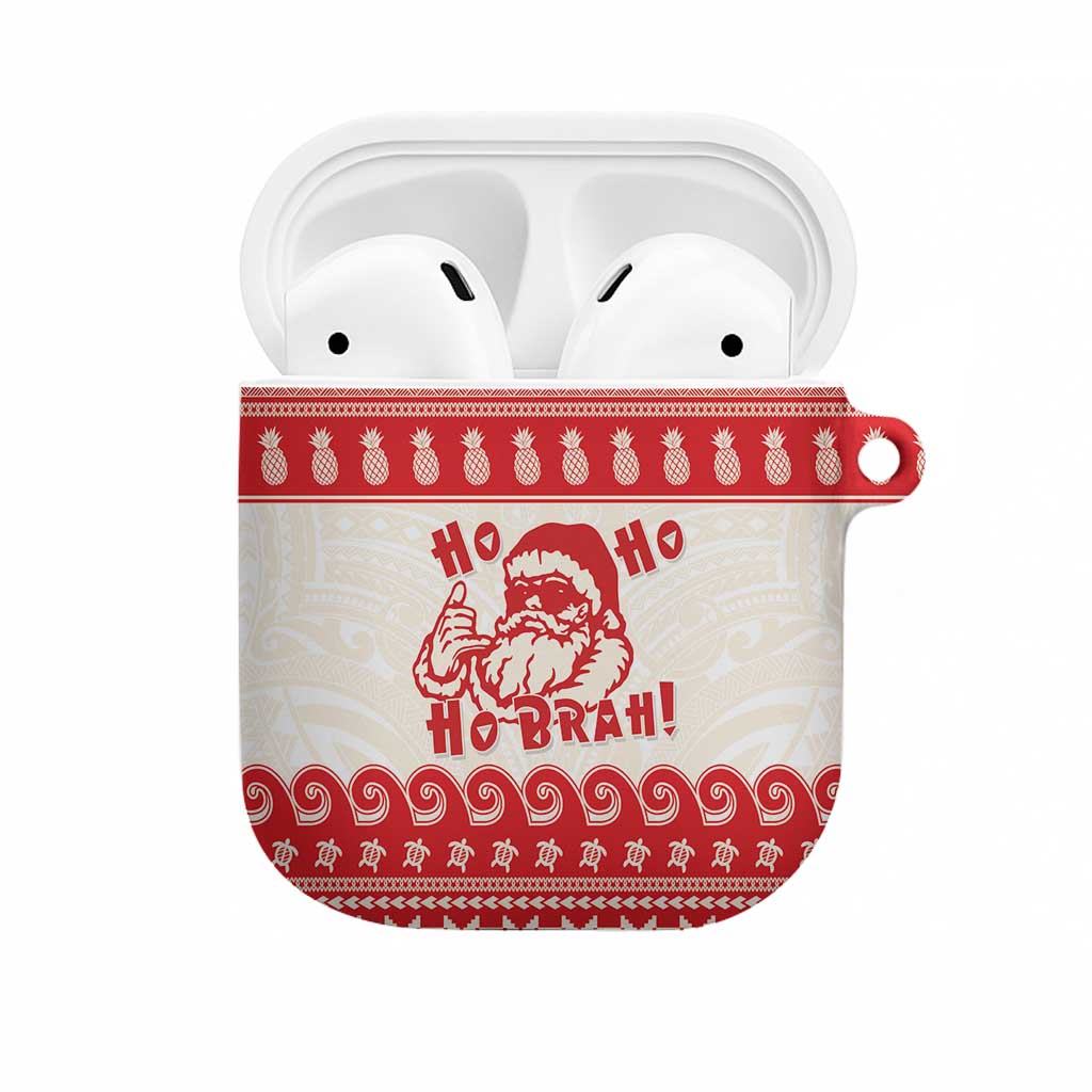 Red Mele Kalikimaka Hawaii AirPods Case Funny Ho Ho Ho Santa Shaka - Polynesian Pride