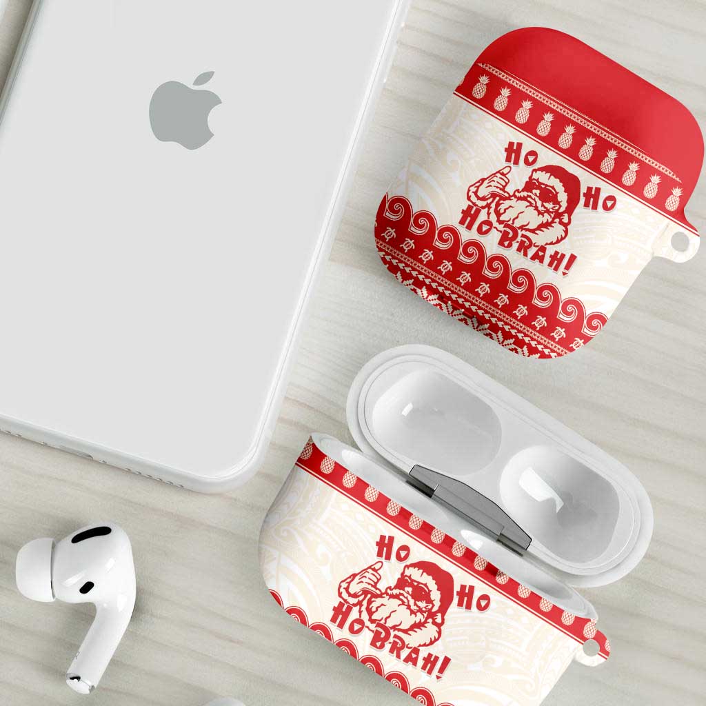 Red Mele Kalikimaka Hawaii AirPods Case Funny Ho Ho Ho Santa Shaka - Polynesian Pride