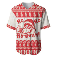 Red Mele Kalikimaka Hawaii Baseball Jersey Funny Ho Ho Ho Santa Shaka - Polynesian Pride