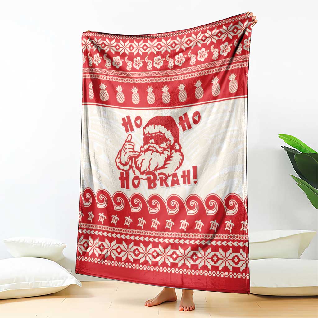 Red Mele Kalikimaka Hawaii Blanket Funny Ho Ho Ho Santa Shaka - Polynesian Pride