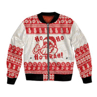 Red Mele Kalikimaka Hawaii Bomber Jacket Funny Ho Ho Ho Santa Shaka - Polynesian Pride