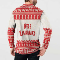 Red Mele Kalikimaka Hawaii Button Sweatshirt Funny Ho Ho Ho Santa Shaka - Polynesian Pride