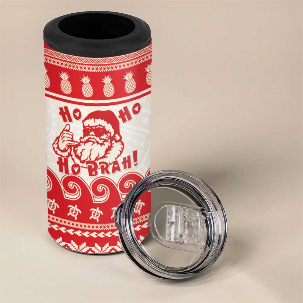 Red Mele Kalikimaka Hawaii 4 in 1 Can Cooler Tumbler Funny Ho Ho Ho Santa Shaka - Polynesian Pride