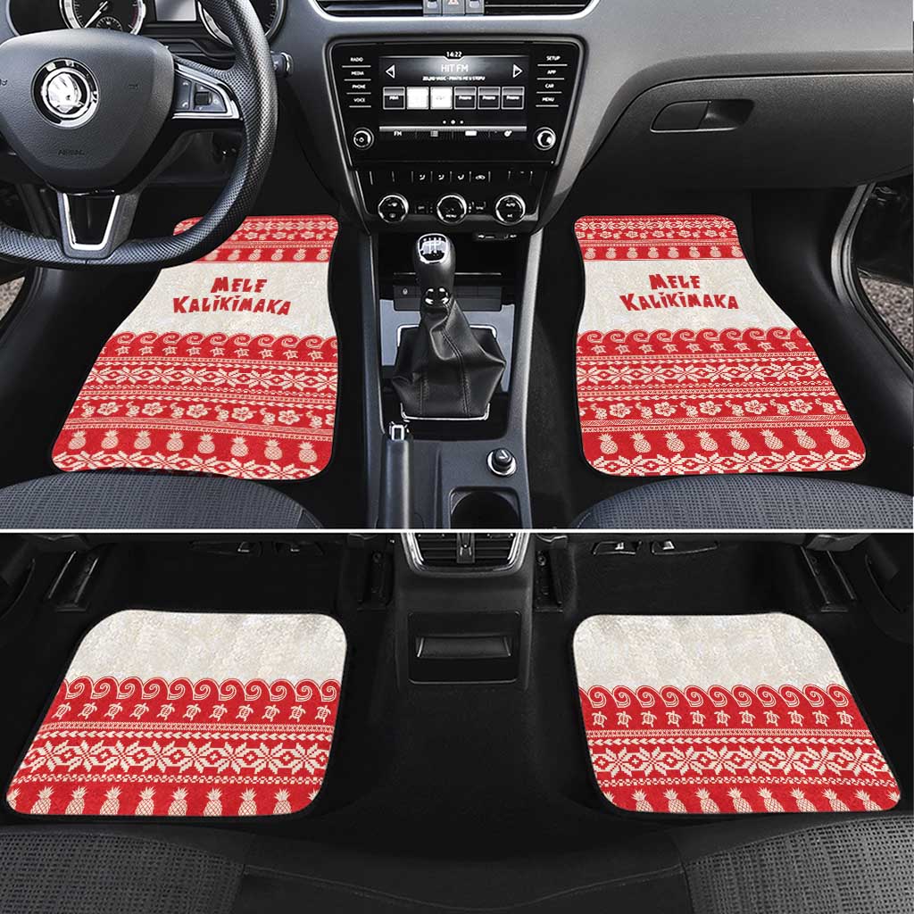 Red Mele Kalikimaka Hawaii Car Mats Funny Ho Ho Ho Santa Shaka - Polynesian Pride