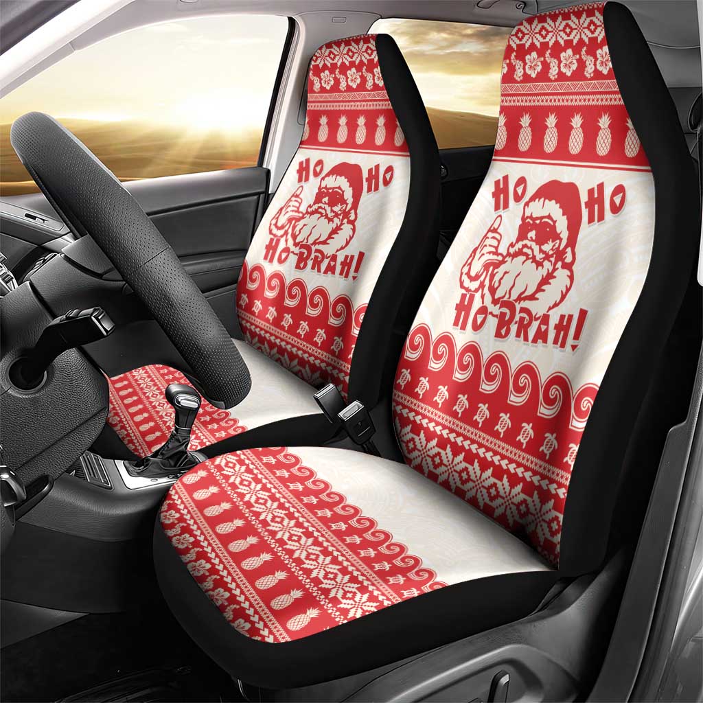Red Mele Kalikimaka Hawaii Car Seat Cover Funny Ho Ho Ho Santa Shaka - Polynesian Pride