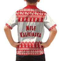 Red Mele Kalikimaka Hawaii Family Matching Off The Shoulder Long Sleeve Dress and Hawaiian Shirt Funny Ho Ho Ho Santa Shaka - Polynesian Pride