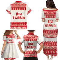 Red Mele Kalikimaka Hawaii Family Matching Puletasi and Hawaiian Shirt Funny Ho Ho Ho Santa Shaka LT14 - Polynesian Pride