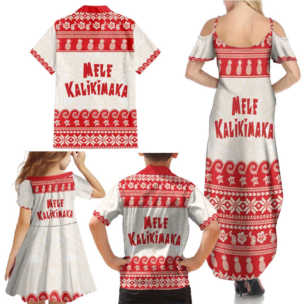 Red Mele Kalikimaka Hawaii Family Matching Summer Maxi Dress and Hawaiian Shirt Funny Ho Ho Ho Santa Shaka - Polynesian Pride