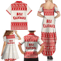 Red Mele Kalikimaka Hawaii Family Matching Summer Maxi Dress and Hawaiian Shirt Funny Ho Ho Ho Santa Shaka - Polynesian Pride