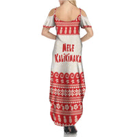 Red Mele Kalikimaka Hawaii Family Matching Summer Maxi Dress and Hawaiian Shirt Funny Ho Ho Ho Santa Shaka - Polynesian Pride