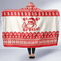 Red Mele Kalikimaka Hawaii Hooded Blanket Funny Ho Ho Ho Santa Shaka - Polynesian Pride