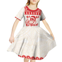 Red Mele Kalikimaka Hawaii Kid Short Sleeve Dress Funny Ho Ho Ho Santa Shaka - Polynesian Pride