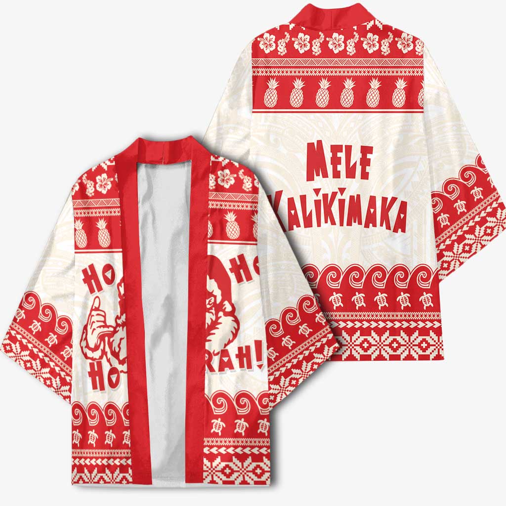 Red Mele Kalikimaka Hawaii Kimono Funny Ho Ho Ho Santa Shaka - Polynesian Pride